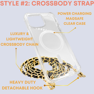 APORIA - MagSafe Clear Case with two straps (Luxury Crossbody + Pearl Wristlet)