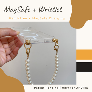 APORIA - MagSafe Clear Case with two straps (Luxury Crossbody + Pearl Wristlet)