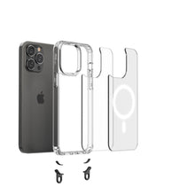 Load image into Gallery viewer, Aporia MagSafe Clear Case for iPhone 15+ with 3 Sets of Removable Hooks and Adjustable Lanyard: Clear case with MagSafe compatibility, includes versatile hooks and adjustable lanyard for personalized convenience and security.
