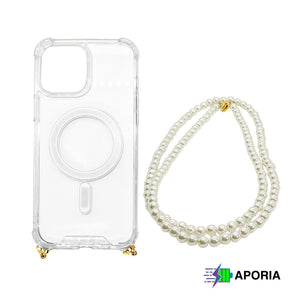 Aporia Magsafe Clear Case - Pearl Crossbody Strap for iPhone 15/14/13/12