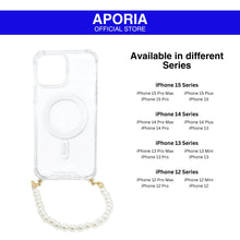 Load image into Gallery viewer, Aporia MagSafe Clear Case - Pearl Wristlet Strap for iPhone 15 Pro Max, iPhone 15 Pro, iPhone 15 Plus, iPhone 15, iPhone 14 Pro Max, iPhone 14 Pro, iPhone 14 Plus, iPhone 14, iPhone 13 Pro Max, iPhone 13 Pro, iPhone 13 Mini, iPhone 13, iPhone 12 Pro Max, iPhone 12 Pro, iPhone 12 Mini, iPhone 12.
