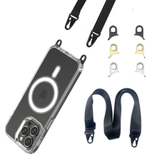 Load image into Gallery viewer, Aporia MagSafe Clear Case for iPhone 15+ with 3 Sets of Removable Hooks and Adjustable Lanyard: Clear case designed for iPhone 15+ with versatile hooks and adjustable lanyard for added convenience and style
